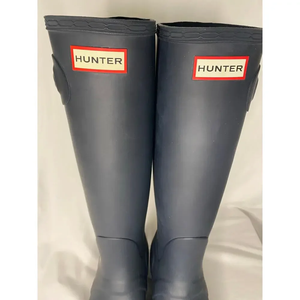 Hunter Original Womens Tall‎ Rain Boots Navy Blue Size 11 Snow Waterproof EUC